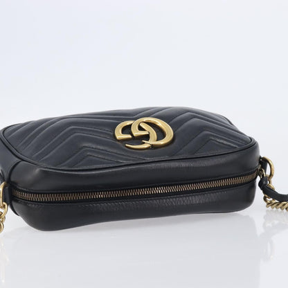 Gucci GG Marmont Matelasse Leather, Black, Leather, Shoulder Bag