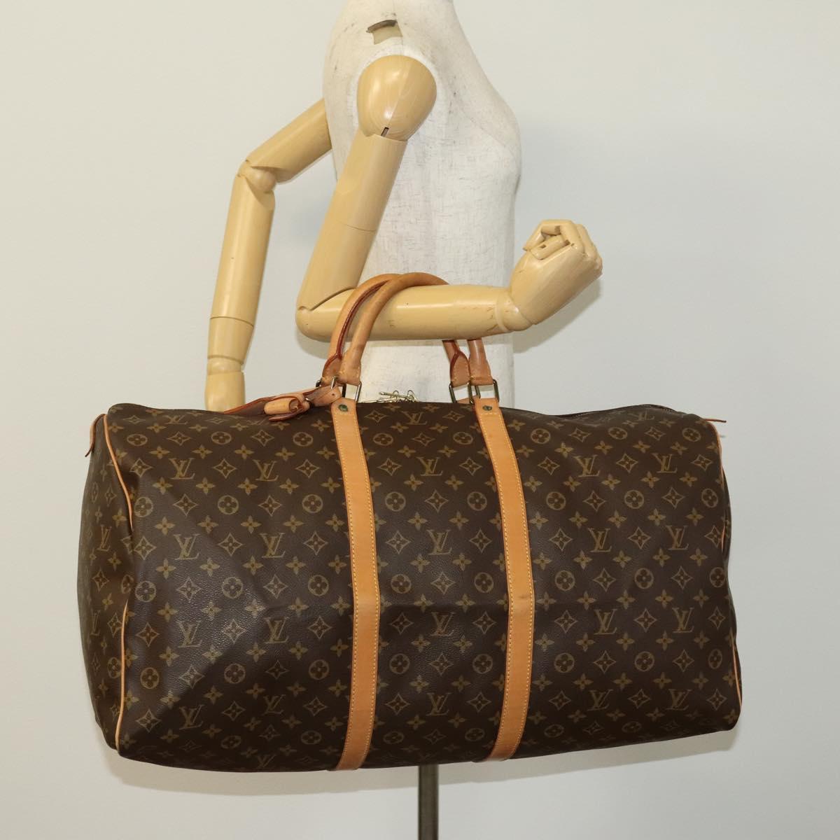 Louis Vuitton Keepall Bandouliere Bag Monogram Canvas, BROWN, CANVAS, Travel bag