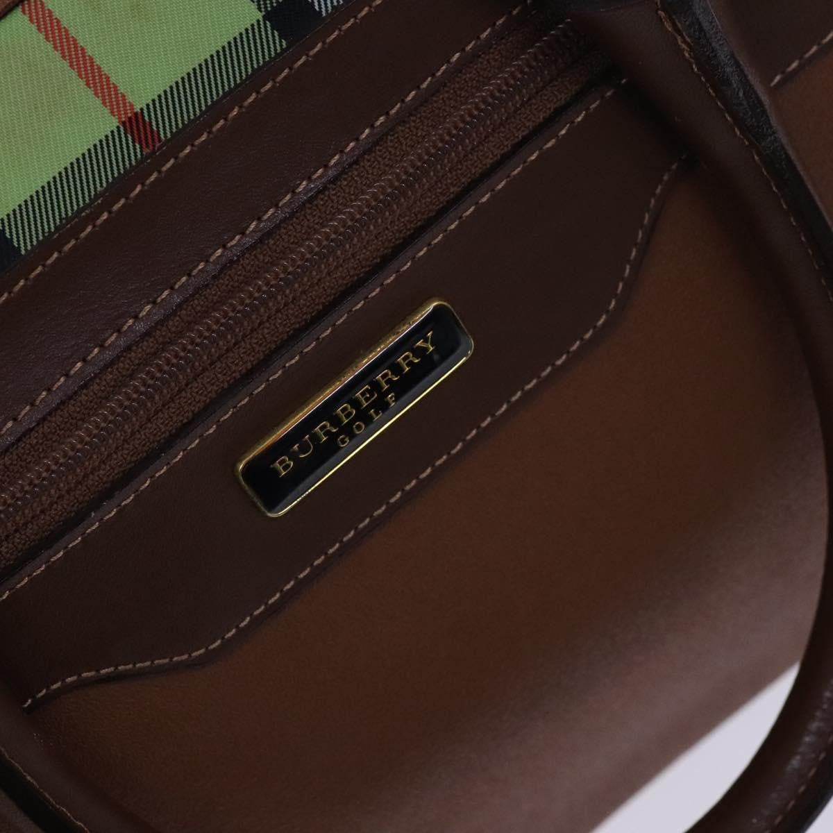 Burberry Nova check boston Canvas, Brown, Leather, Handbag