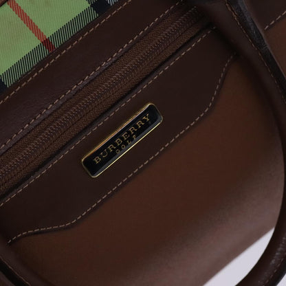 Burberry Nova check boston Canvas, Brown, Leather, Handbag