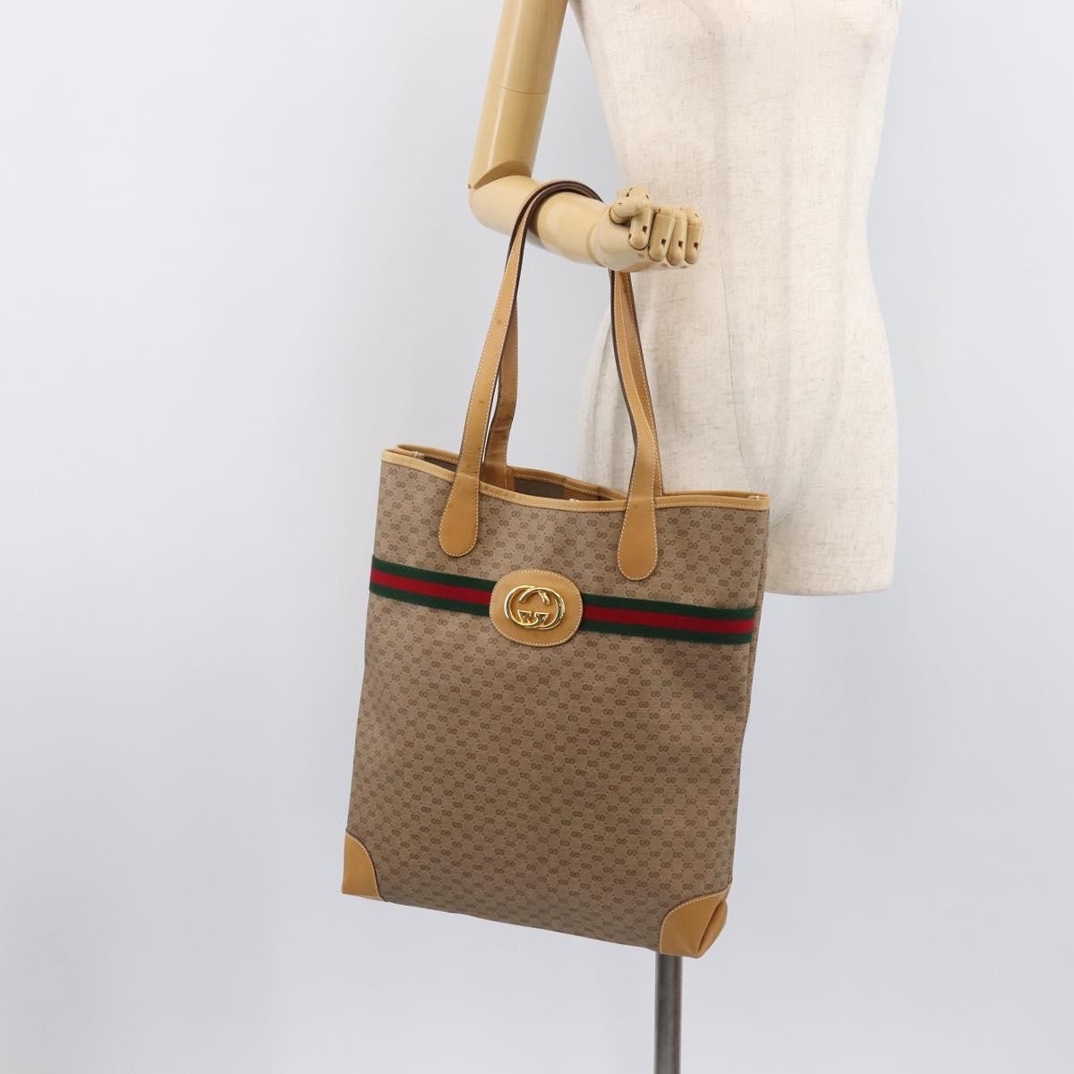 Gucci Sherry Line Tote Canvas, Beige, Canvas, Tote Bag