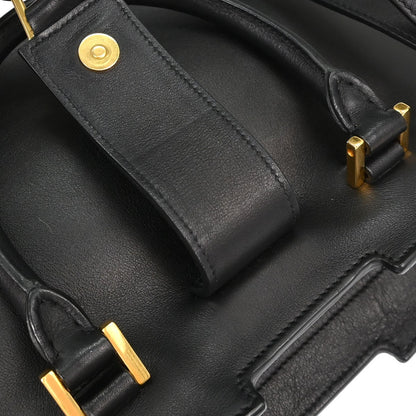 Saint Laurent Monogram Cabas Leather, Black, Calfskin, Tote Bag