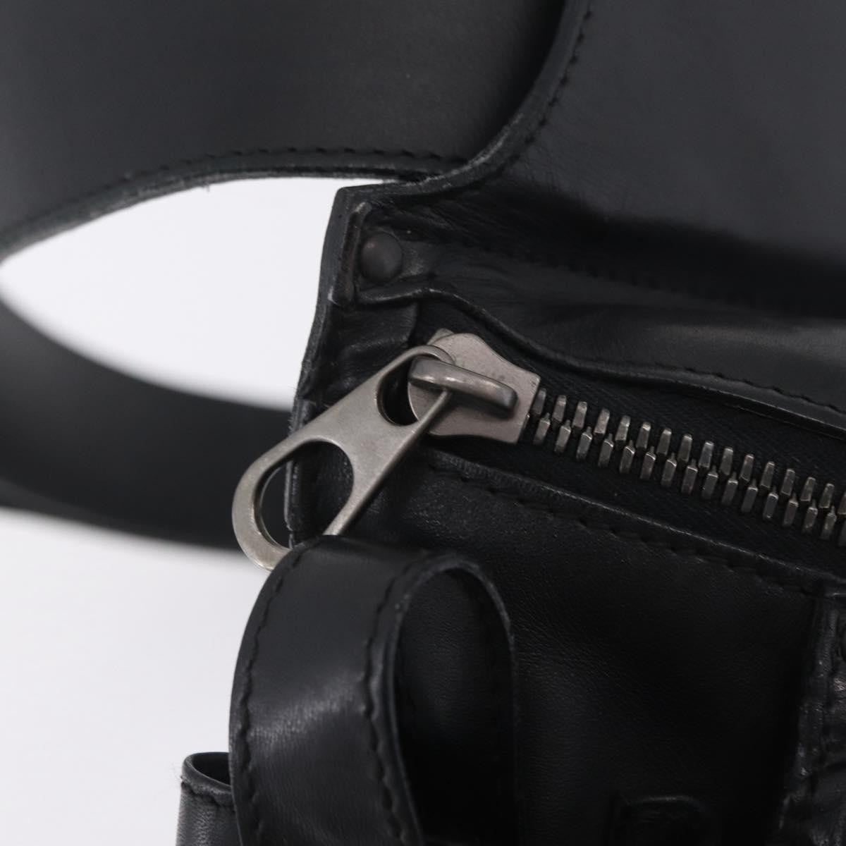 Bottega Veneta Utility Waist Leather with Intrecciato, Black, Leather, Shoulder Bag