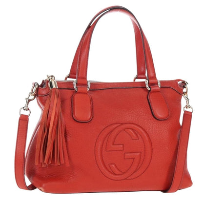 Gucci Soho Convertible Soft Top Handle Leather, Orange, Leather, Handbag