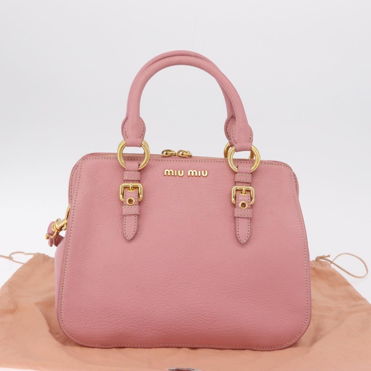 Miu Miu Madras Bowler Leather, Pink, Leather, Handbag