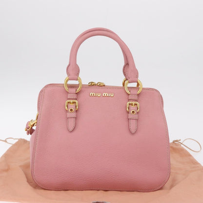 Miu Miu Madras Bowler Leather, Pink, Leather, Handbag