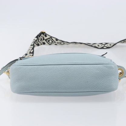 Miu Miu Madras Zip Pocket Leather, Blue, Leather, Crossbody Bag