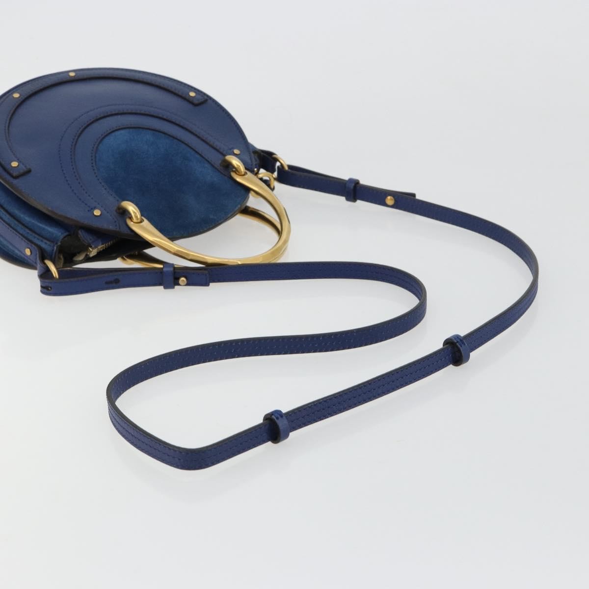 Chloe Pixie Leather and Suede, Blue, Leather, Crossbody Bag