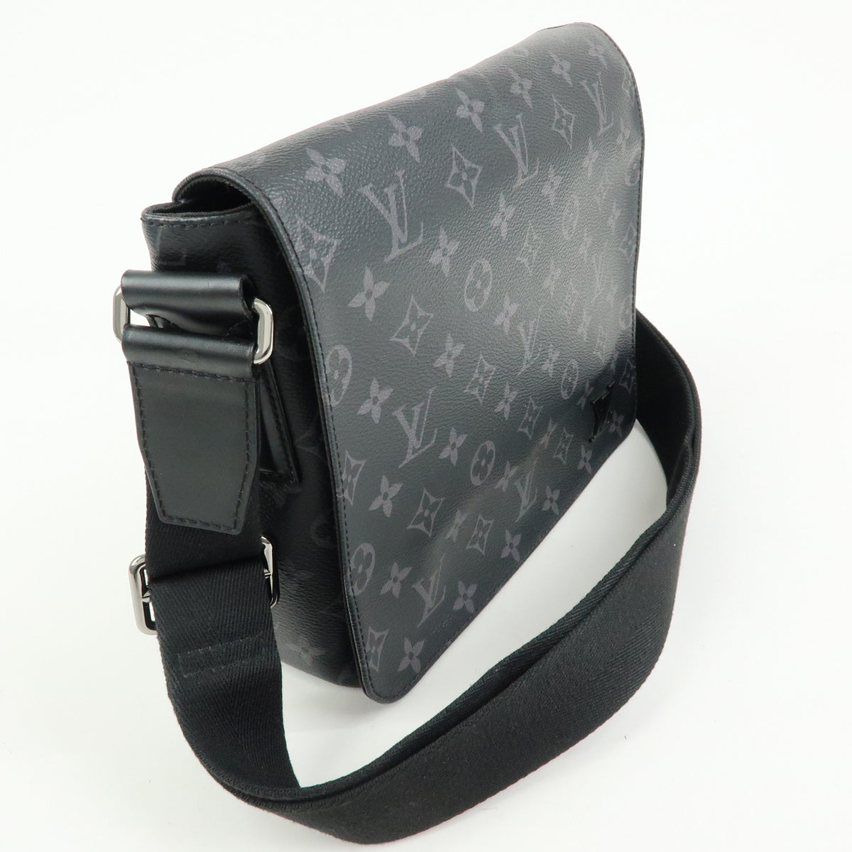 Louis Vuitton District Messenger Monogram Eclipse Canvas, Gray, Canvas, Handbag