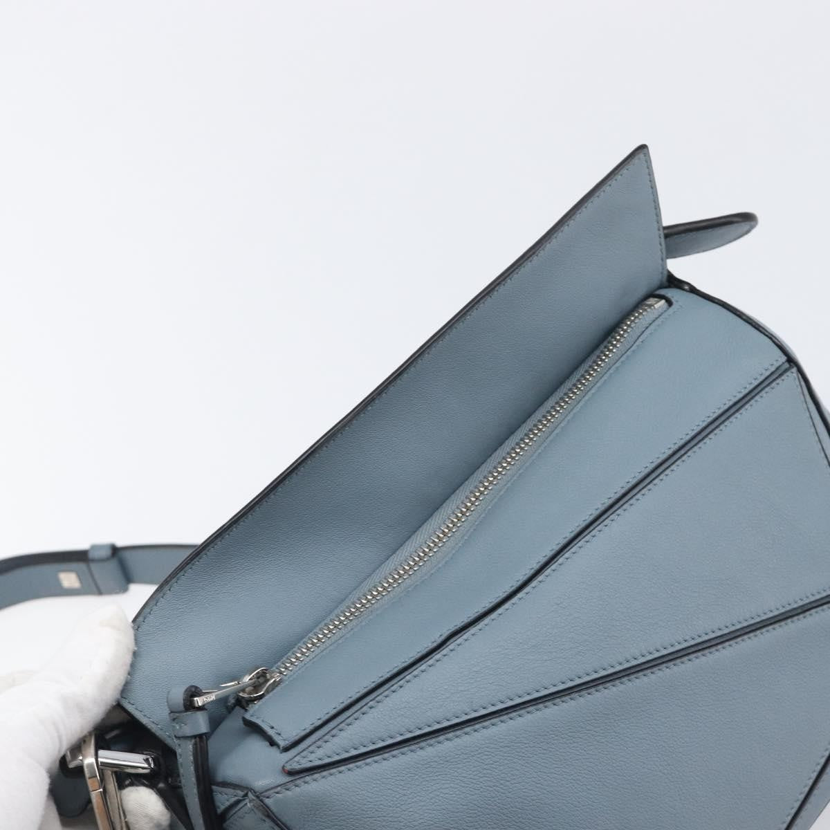Loewe Puzzle Leather, Blue, Leather, Handbag