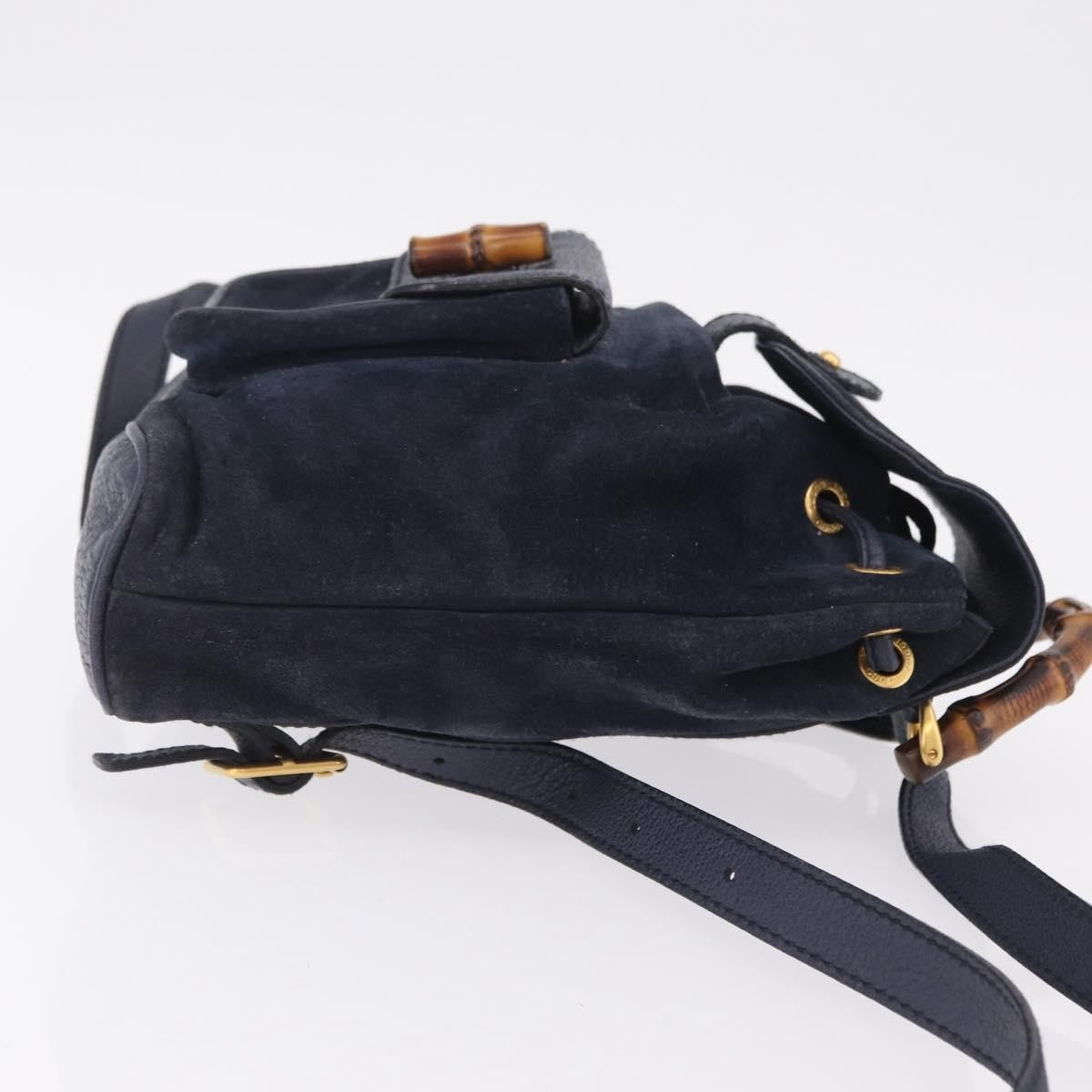 Gucci Vintage Bamboo Suede, Navy, Suede, Backpack