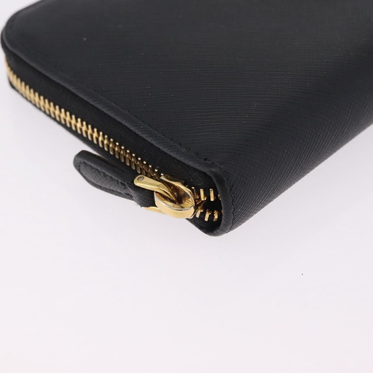 Prada Zip Around Tab Saffiano Leather, Black, Leather, Wallet