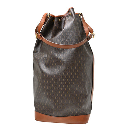 Saint Laurent Vintage Classic Monogram Drawstring Bucket Canvas, Brown, Canvas, Shoulder Bag