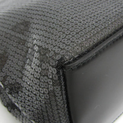 Prada Logo Open Sequined Mesh, Black, Mesh, Tote Bag