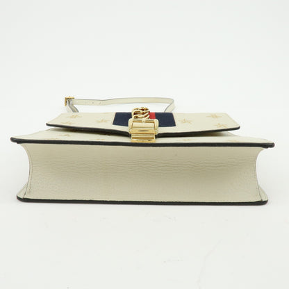 Gucci Sylvie Belt Leather, Beige, Calfskin, Handbag