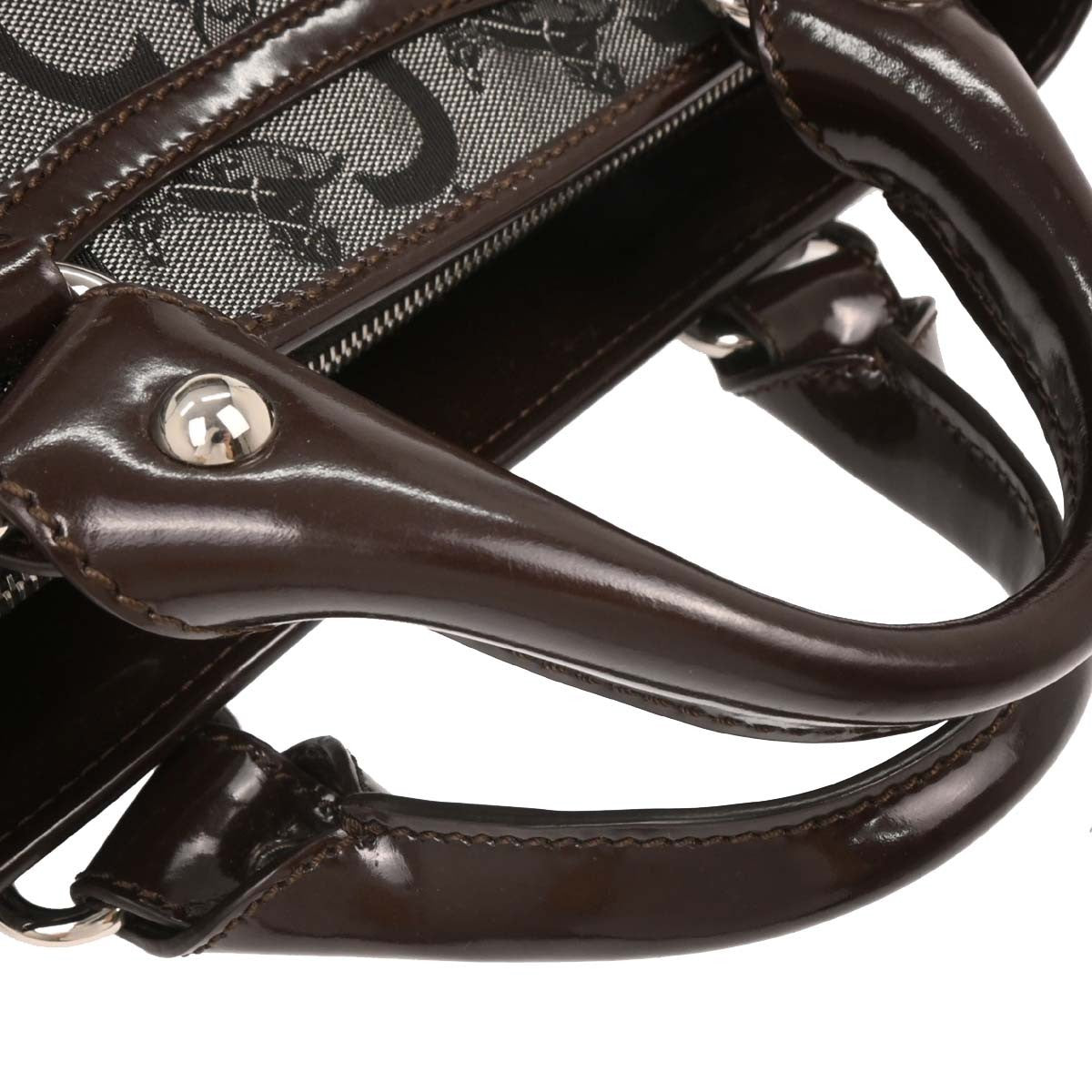 Celine Boogie Satchel Macadam, Brown, Canvas, Handbag