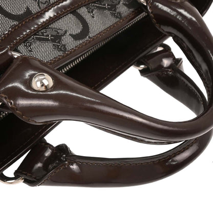 Celine Boogie Satchel Macadam, Brown, Canvas, Handbag