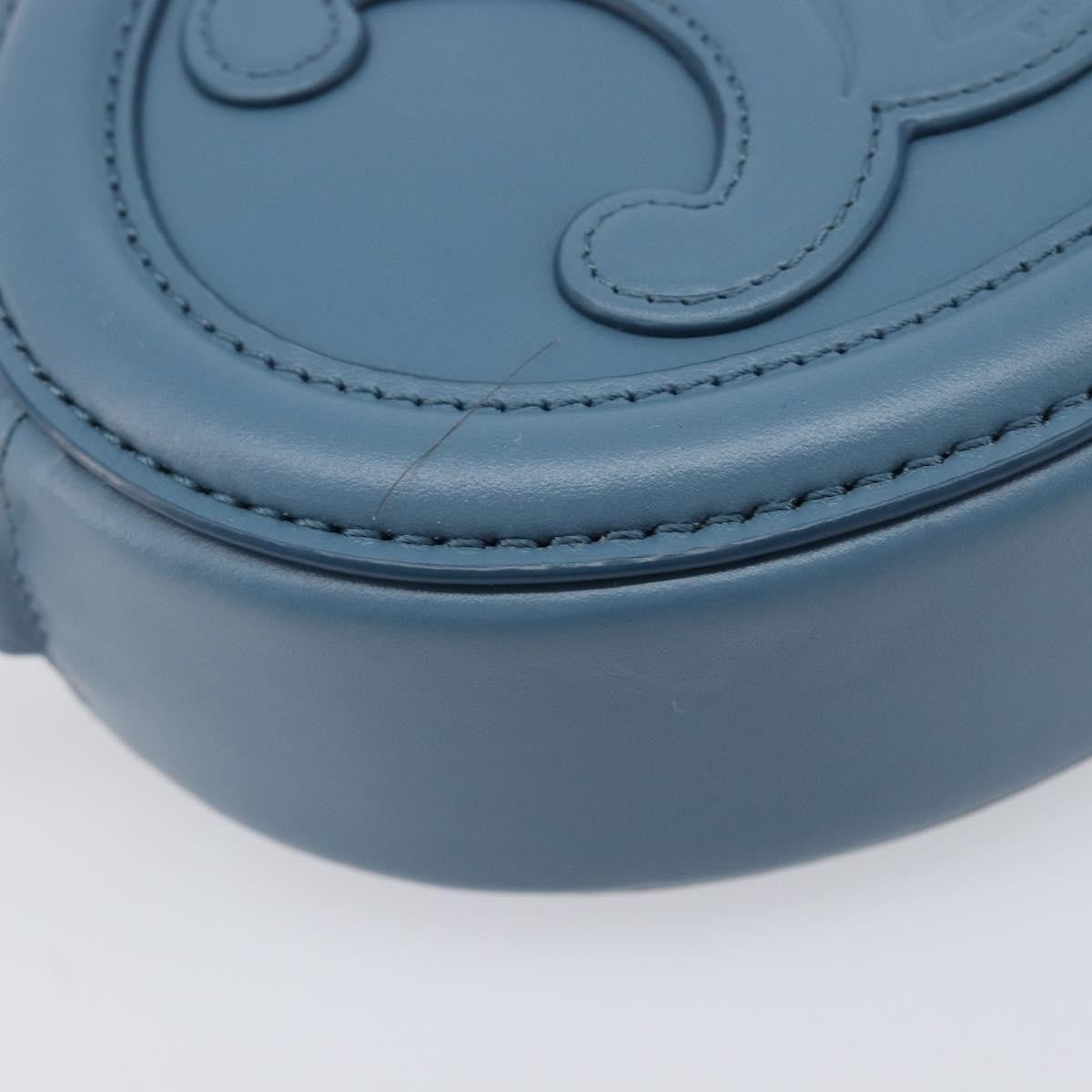 Celine Triomphe Oval Leather, Blue, Leather, Crossbody Bag