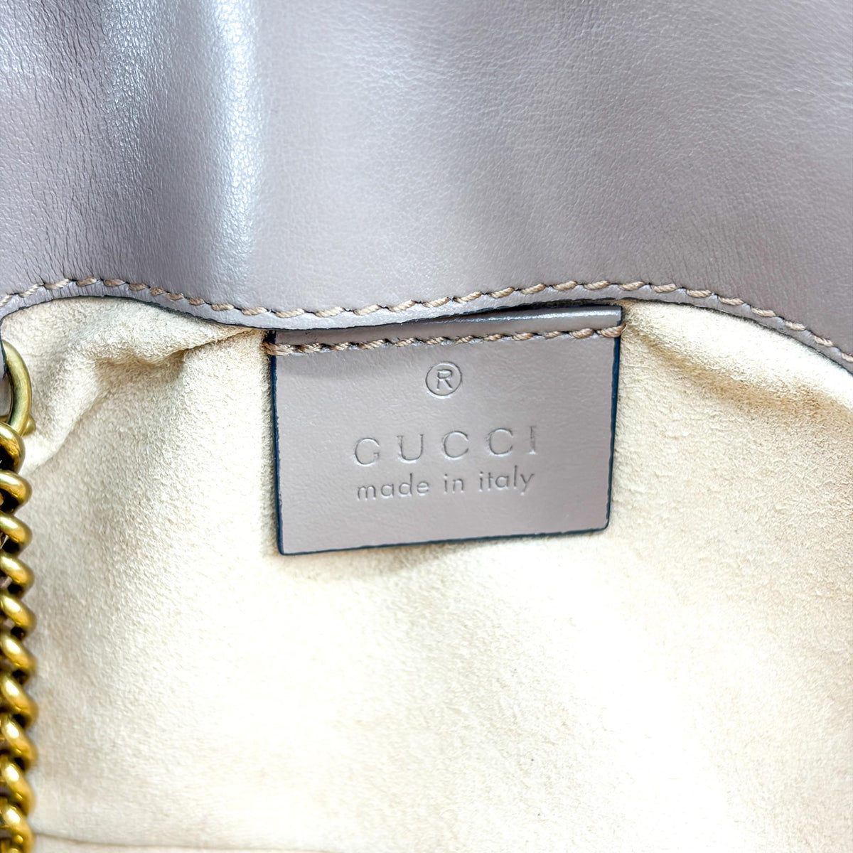 Gucci GG Marmont Flap Matelasse Leather, Beige, Leather, Handbag