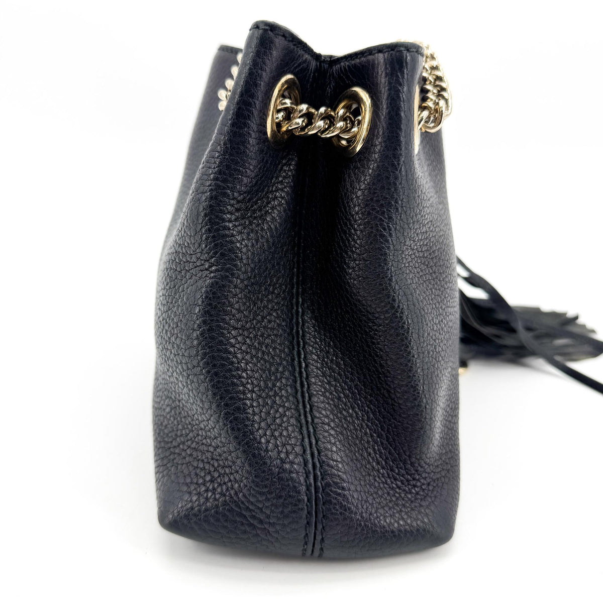 Gucci Soho Chain Strap Leather, Black, Leather, Shoulder Bag