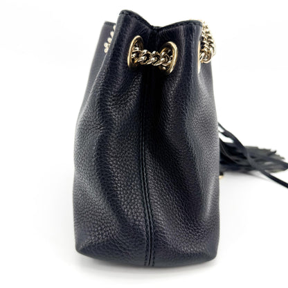 Gucci Soho Chain Strap Leather, Black, Leather, Shoulder Bag