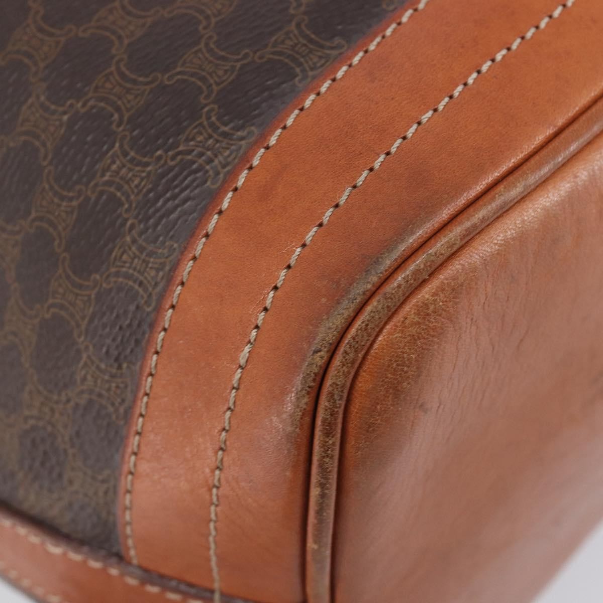 Celine Macadam Shoulder Leather, Brown, Canvas, Crossbody Bag