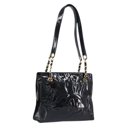 Chanel Coco Mark Patent Leather, Black, Patent Leather, Shoulder Bag