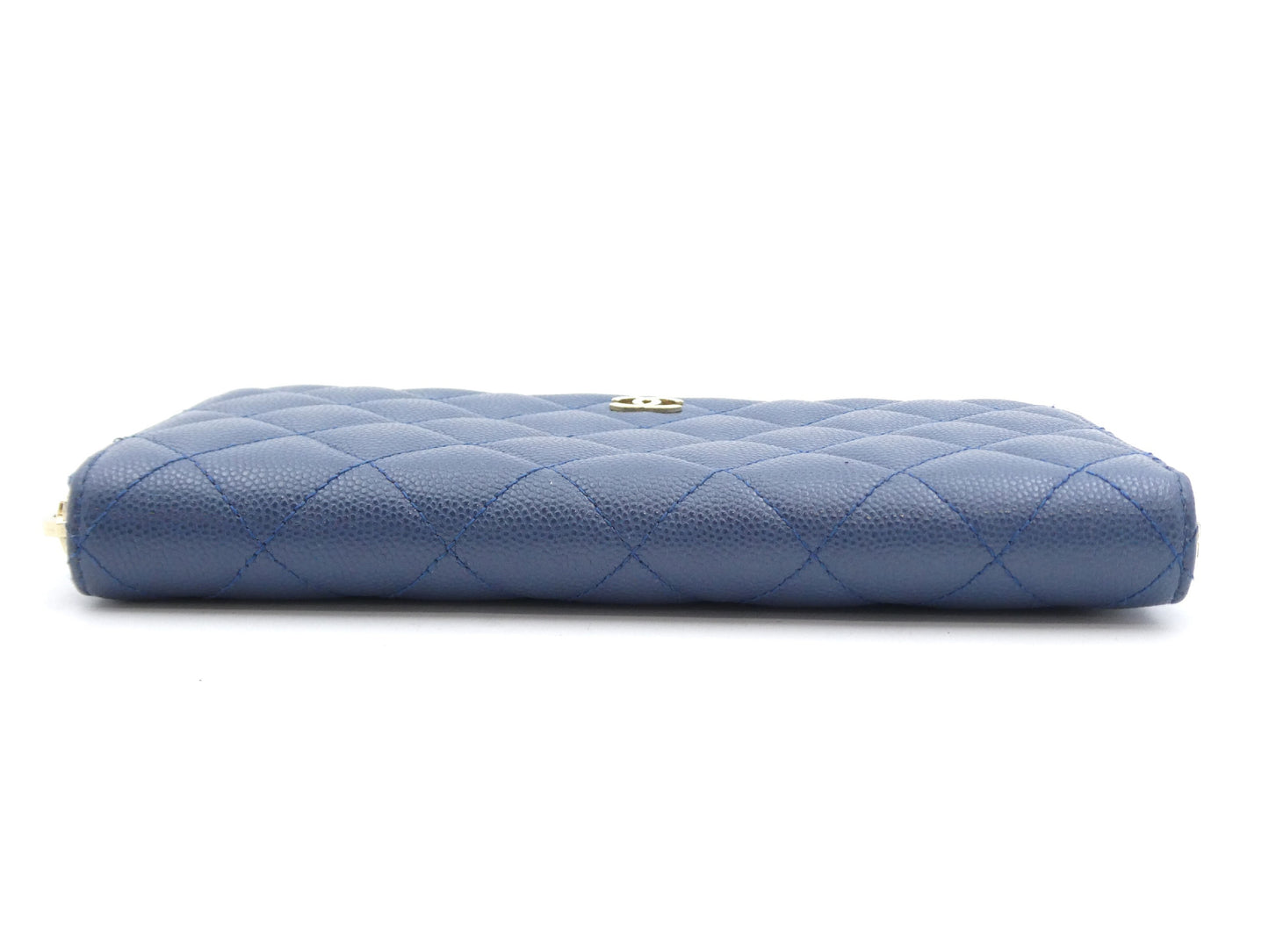 Chanel Matelasse Wallet Zippy CC, Navy, Leather, Wallet