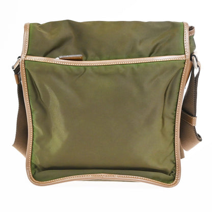 Prada Logo Buckle Messenger Nylon, Khaki, Nylon, Handbag