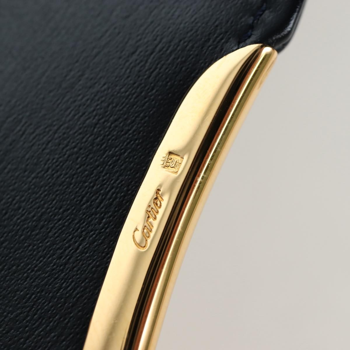 Cartier Sapphire Line Leather, Navy, Leather, Shoulder Bag
