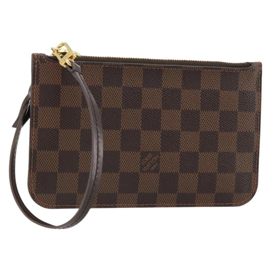 Louis Vuitton Neverfull Pochette Damier, Brown, Canvas, Clutch
