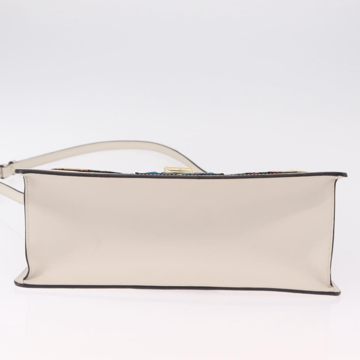 Gucci Sylvie Top Handle Embroidered Leather, White, Leather, Handbag