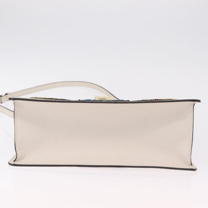 Gucci Sylvie Top Handle Embroidered Leather, White, Leather, Handbag