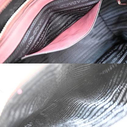 Prada Double Zip Lux Convertible Saffiano Leather, Pink, Leather, Tote Bag