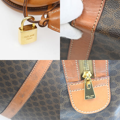Celine Vintage Duffle Canvas and Leather, Brown, Canvas, Travel Bag