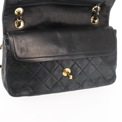 Chanel Vintage Square Classic Double Flap Bag Quilted Leather, BLACK, LEATHER, Shoulder bag