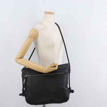 Gucci Braided Strap Zip Messenger Leather, Black, Leather, Crossbody Bag