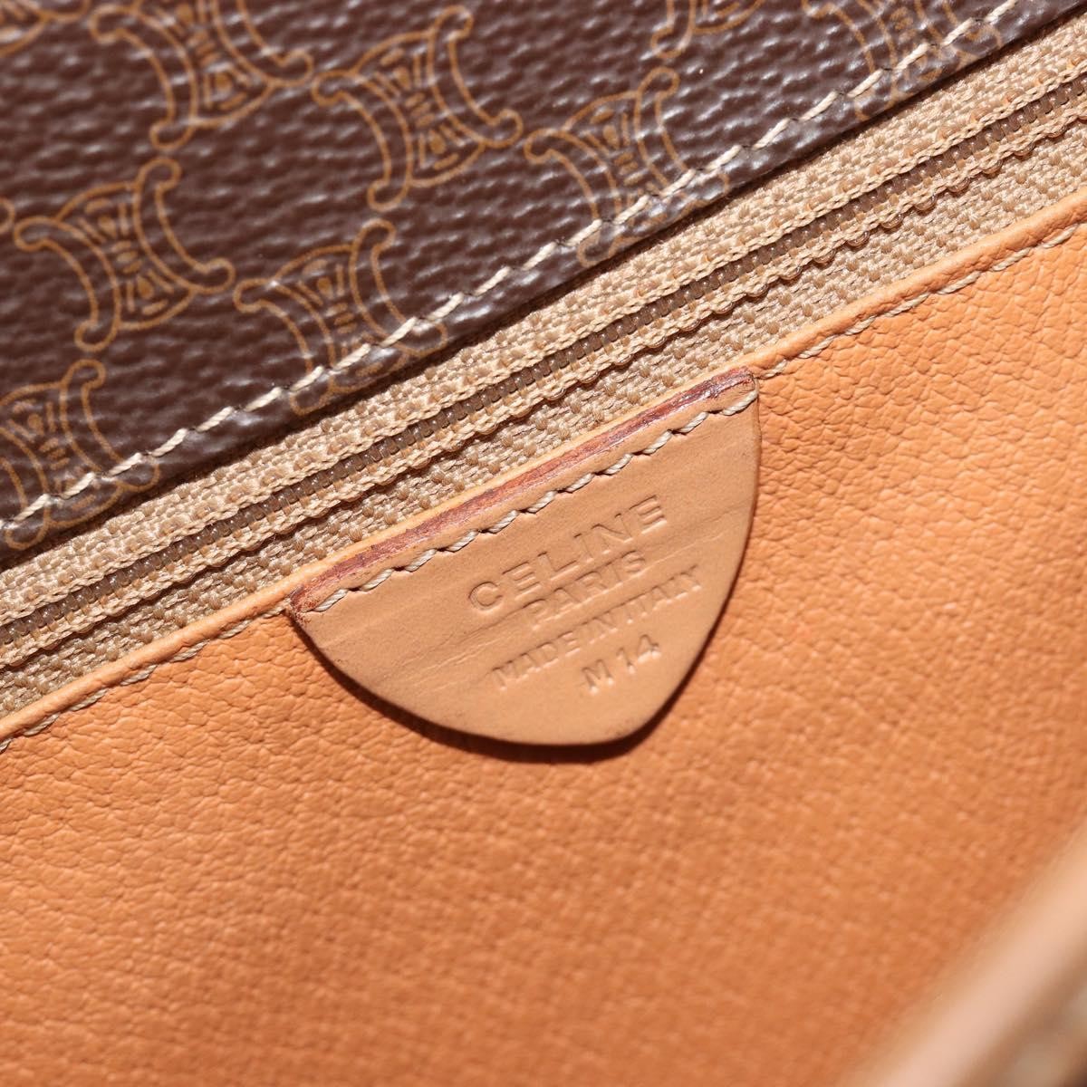 Celine Vintage Macadam Circle Logo Canvas and Leather, Brown, Canvas, Shoulder Bag