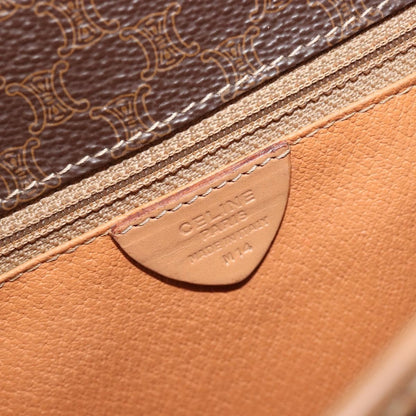 Celine Vintage Macadam Circle Logo Canvas and Leather, Brown, Canvas, Shoulder Bag