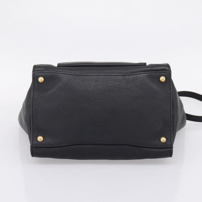 Prada Front Pocket Convertible Vitello Daino, Black, Leather, Tote Bag