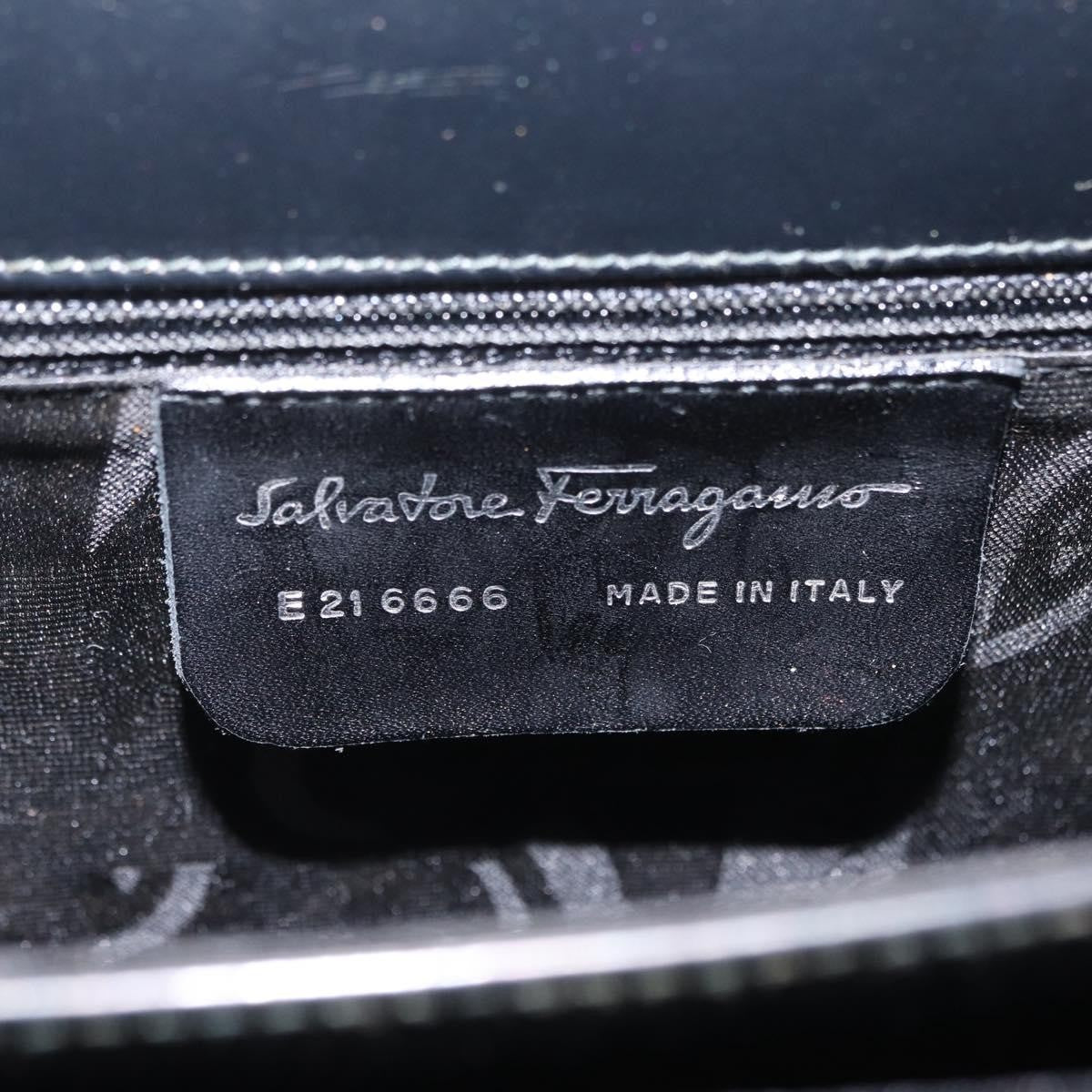Salvatore Ferragamo Gancini Leather, Gray, Patent Leather, Handbag