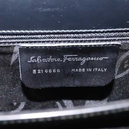 Salvatore Ferragamo Gancini Leather, Gray, Patent Leather, Handbag