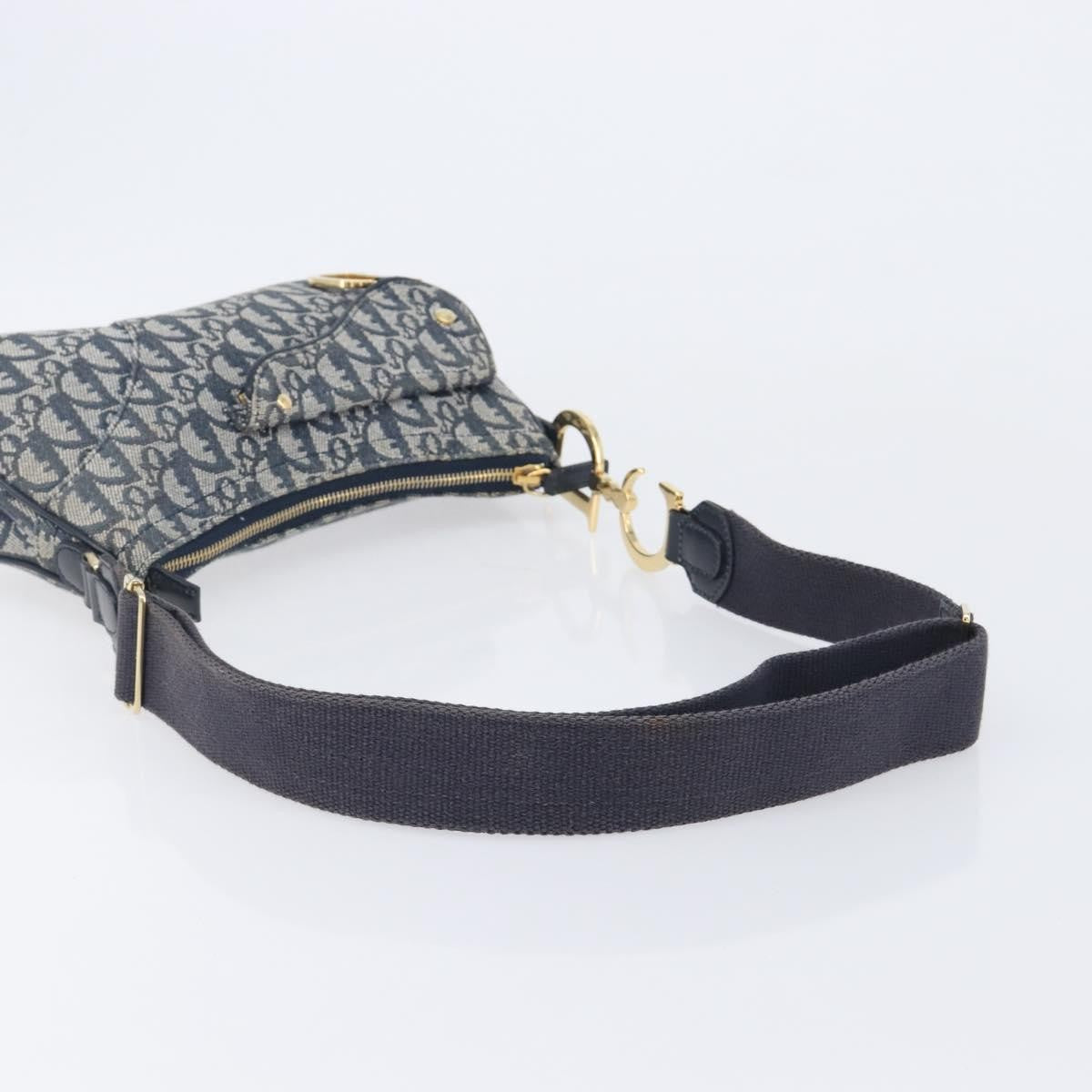Christian Dior Saddle Messenger Oblique Canvas, Navy, Canvas, Clutch