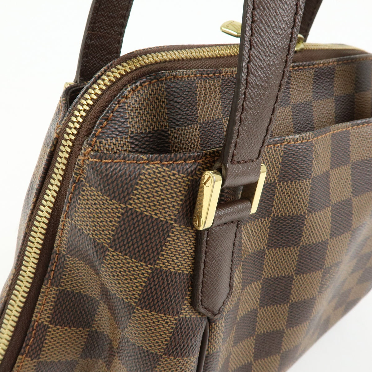 Louis Vuitton Belem Damier, Brown, Canvas, Handbag