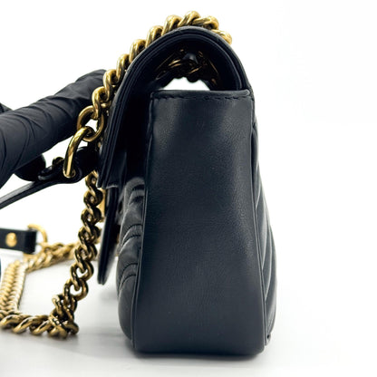 Gucci GG Marmont Flap Matelasse Leather, Black, Leather, Handbag