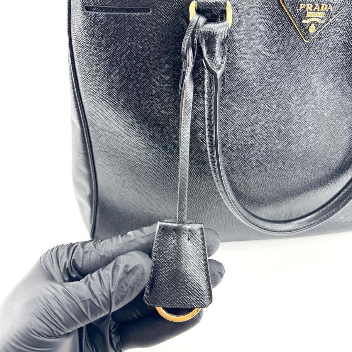 Prada Lux Open Saffiano Leather, Black, Leather, Tote Bag