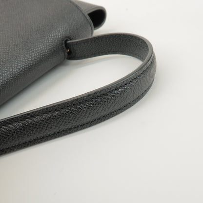 Celine Belt Textured Leather, Black, Leather, Handbag