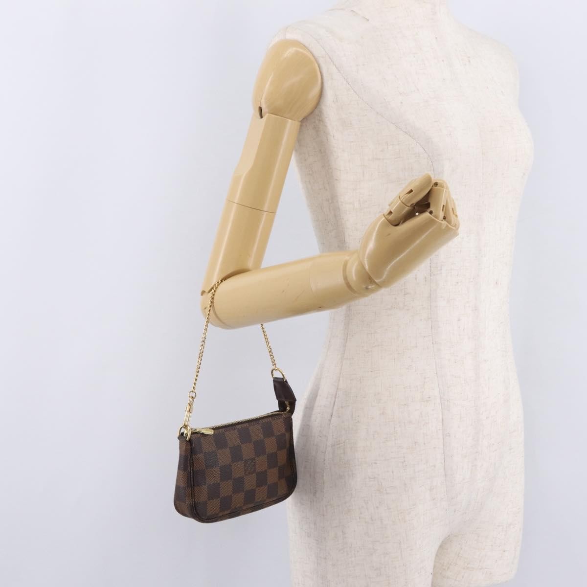 Louis Vuitton Pochette Accessoires Damier, Brown, Canvas, Clutch