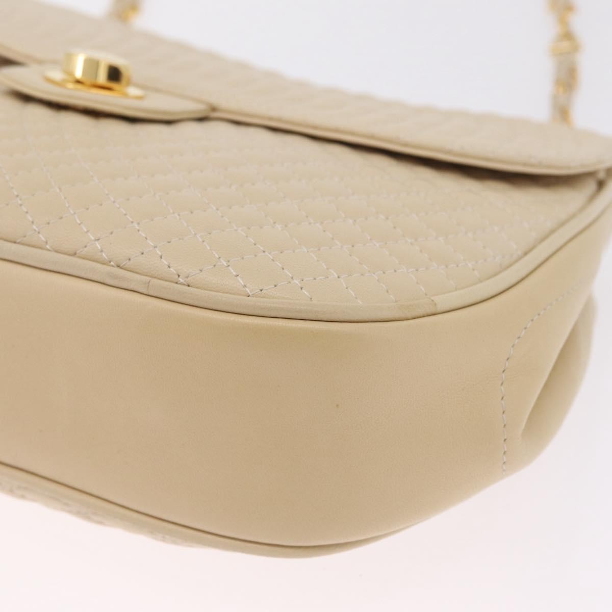 Bally Vintage Chain Quilted Leather, Neutral, Leather, Shoulder Bag