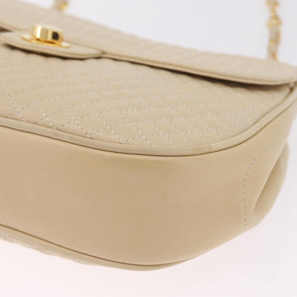 Bally Vintage Chain Quilted Leather, Neutral, Leather, Shoulder Bag